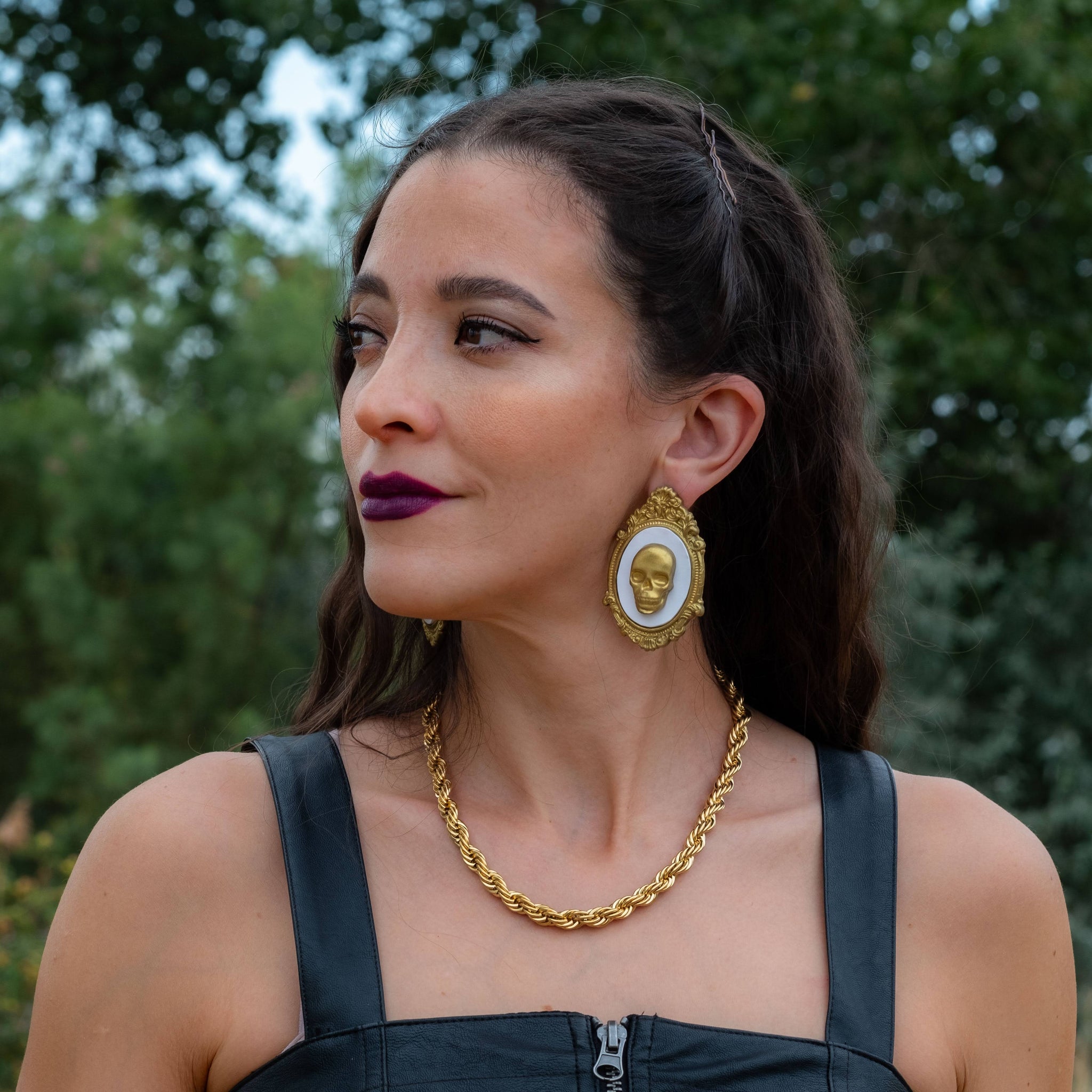 Vintage Skull Earrings- Gold
