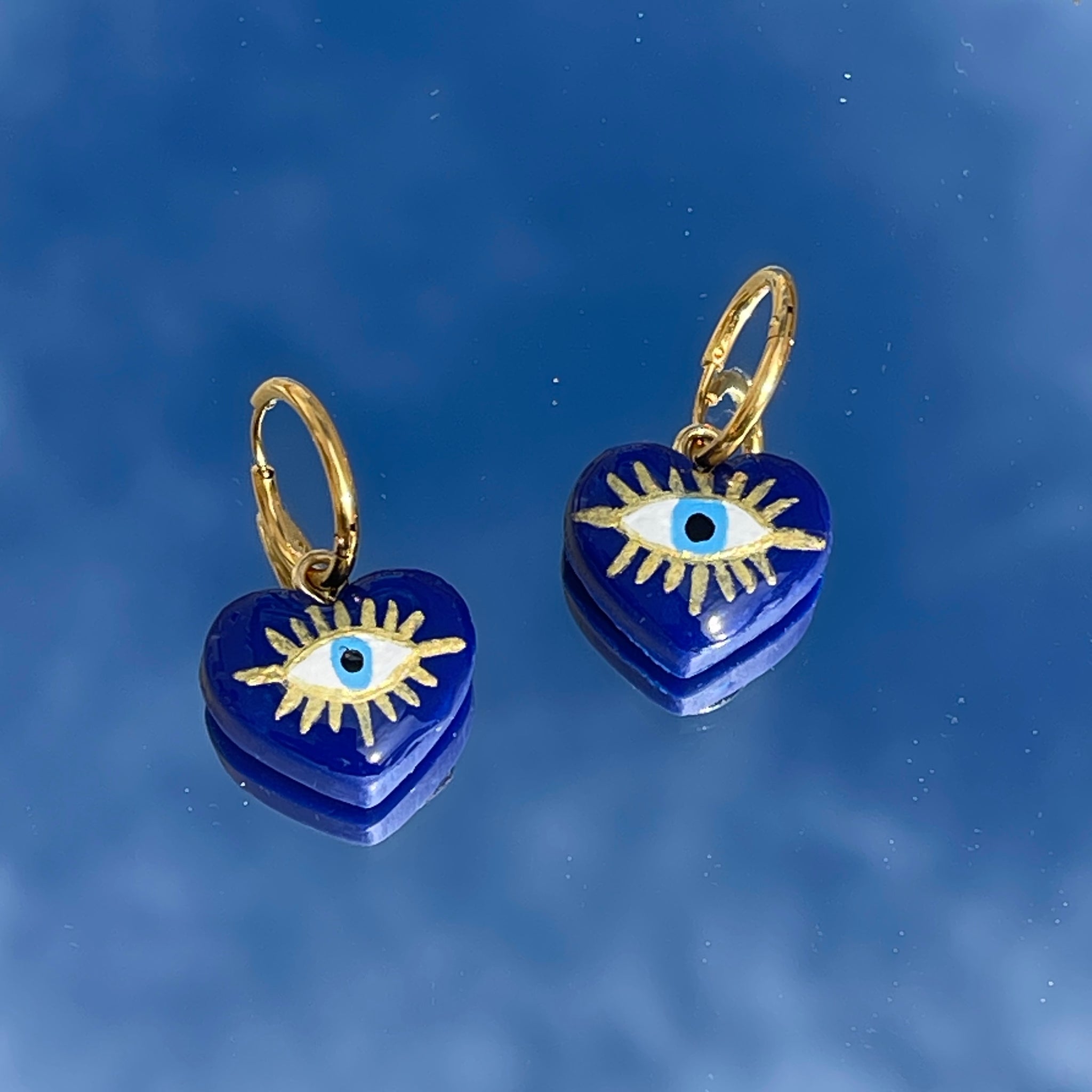 Evil Eye Heart Earrings 🧿