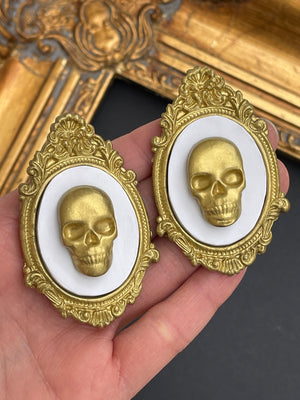 Vintage Skull Earrings- Gold