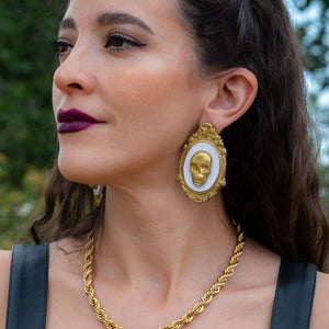 Vintage Skull Earrings- Gold
