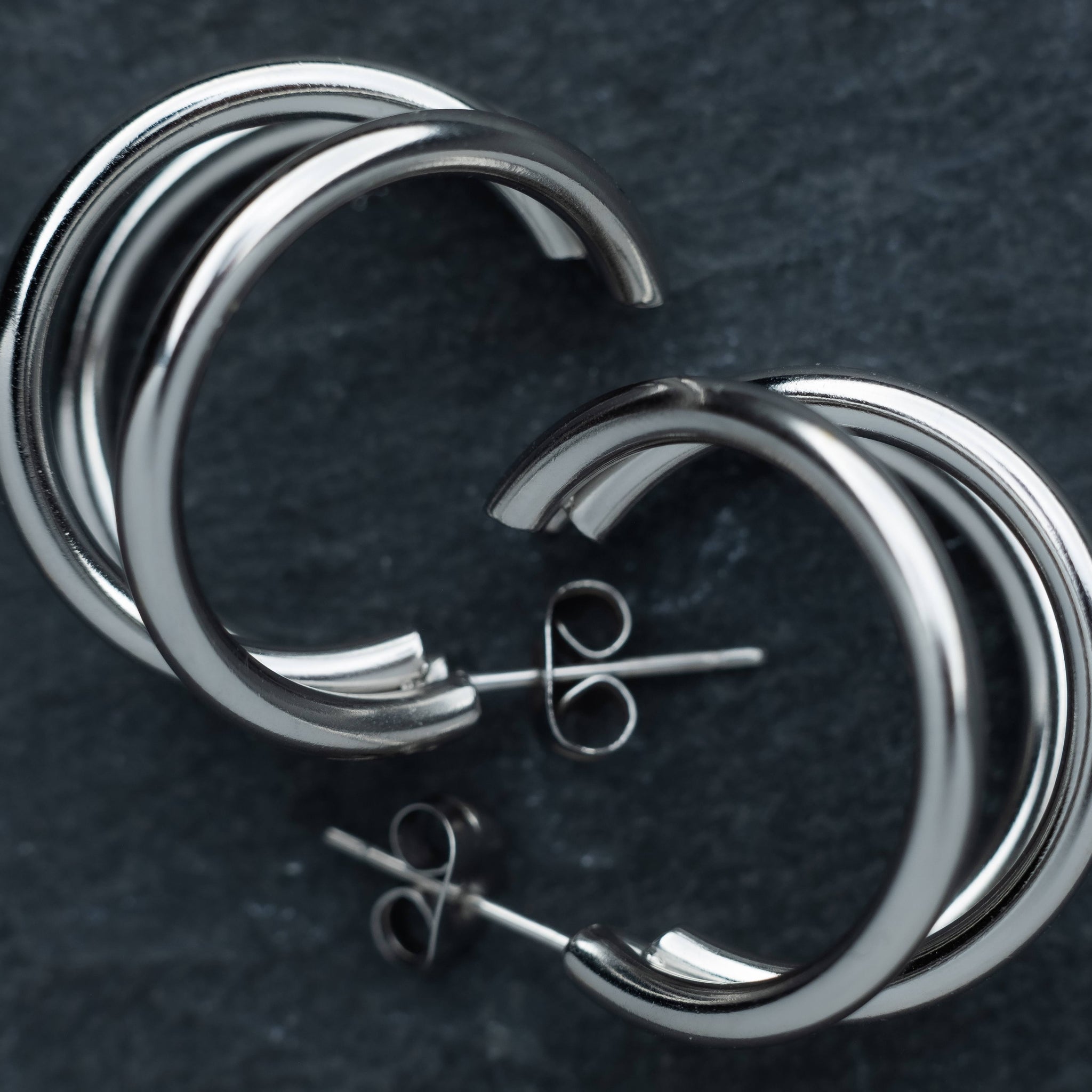 Silver Tri Hoops- Grande