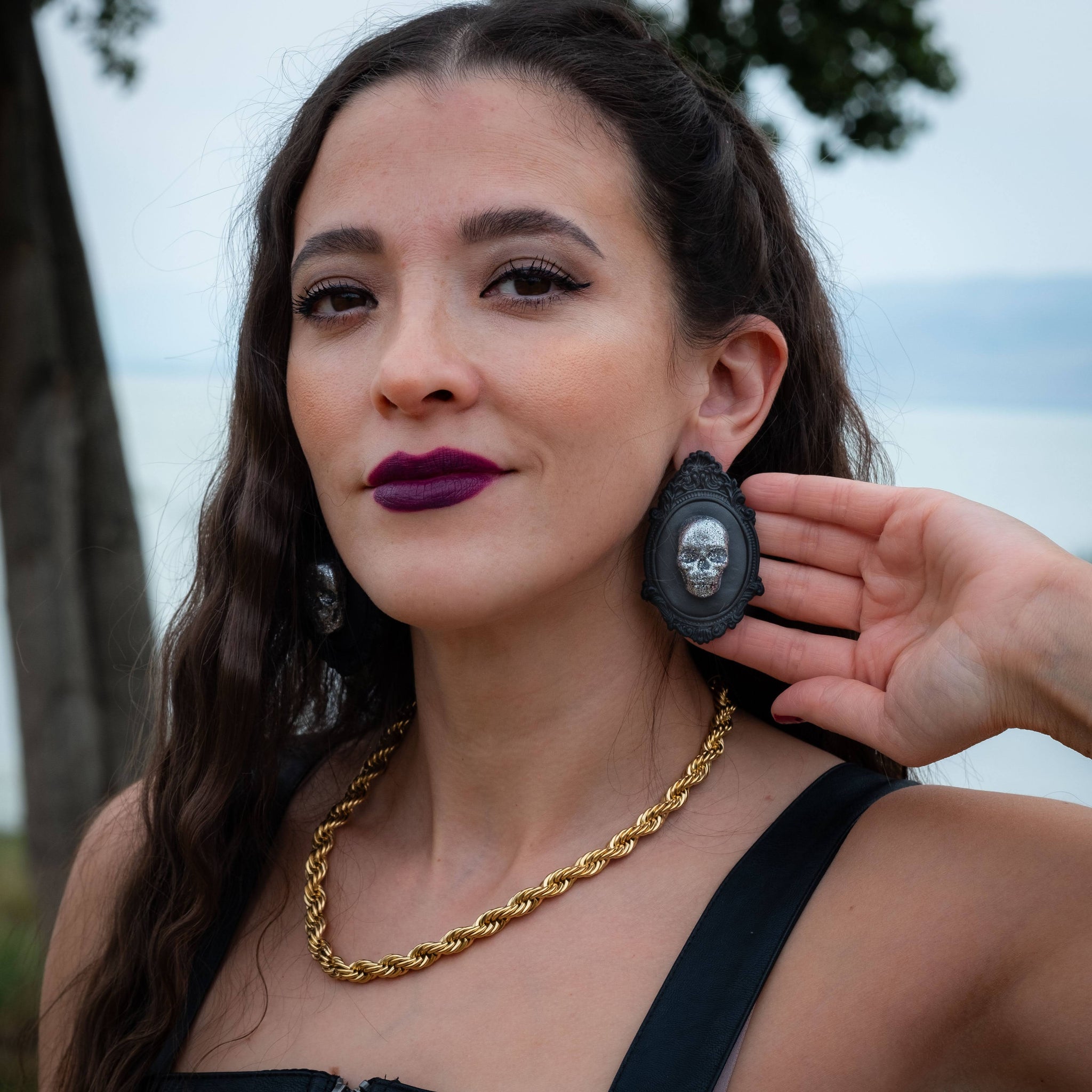 Vintage Skull Earrings- Diamond