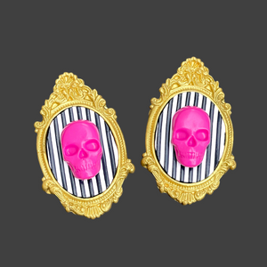 Vintage Skull Earrings- Pink