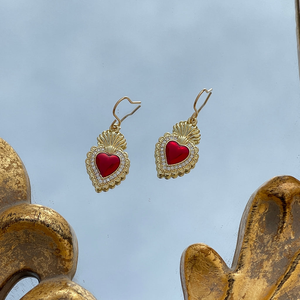 Sacred Heart Diamond Earrings