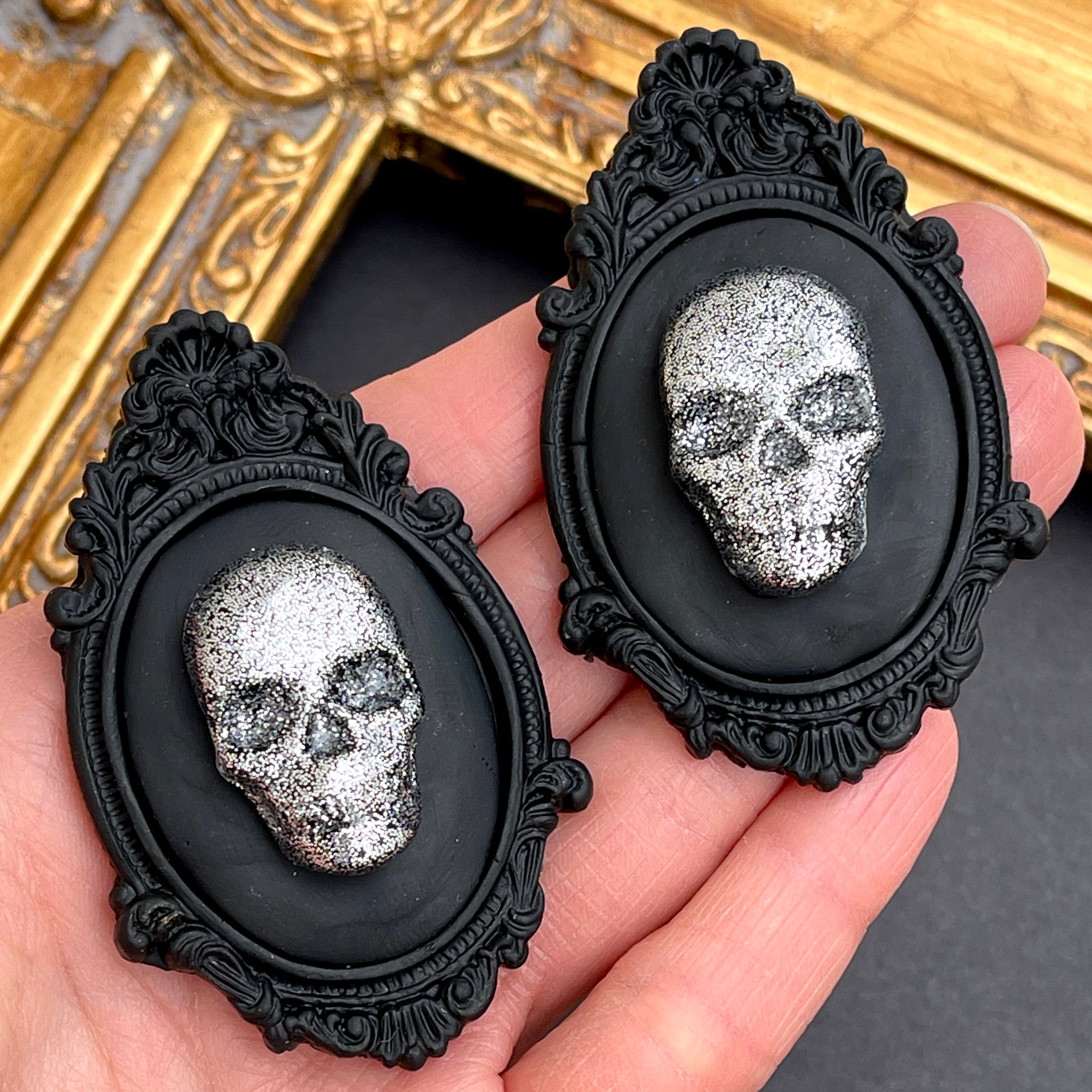 Vintage Skull Earrings- Diamond