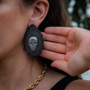 Vintage Skull Earrings- Diamond