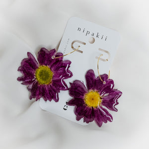 Purple Daisy Earrings