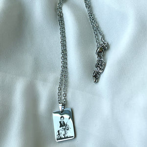 Portrait Square Necklace- Silver