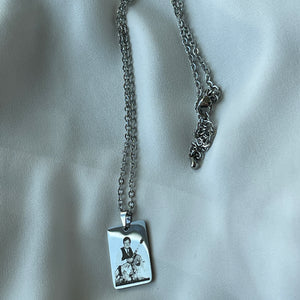Portrait Square Necklace- Silver