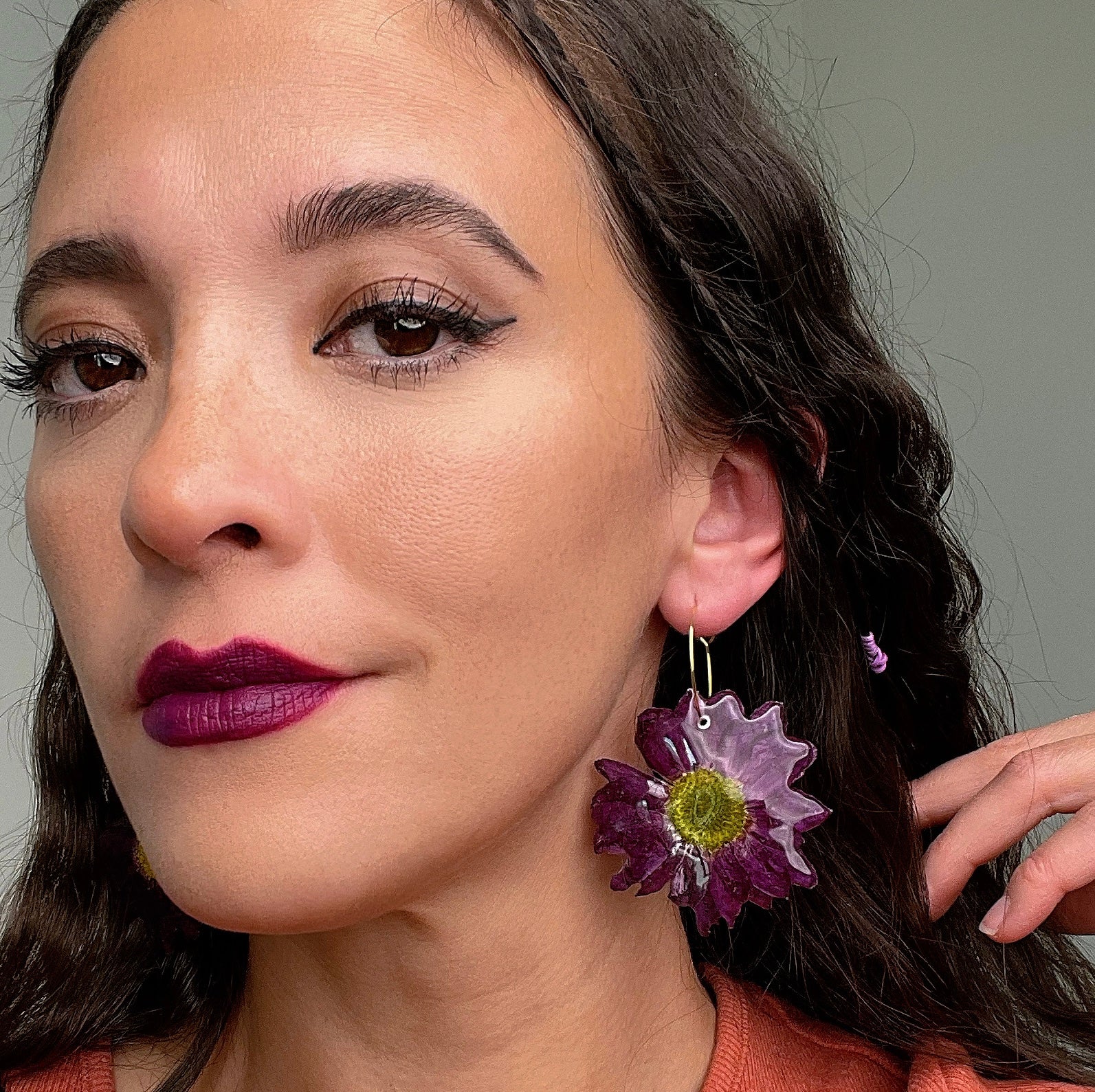 Purple Daisy Earrings