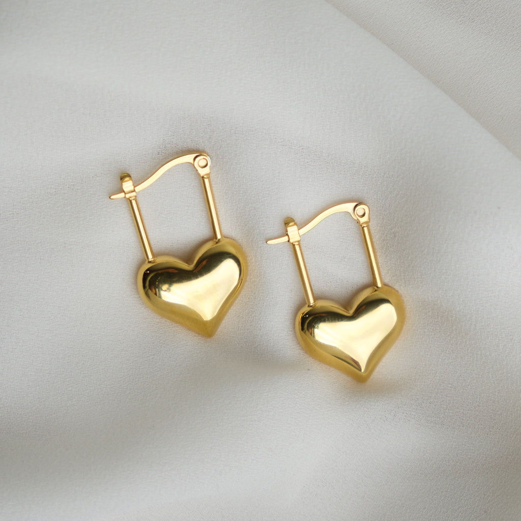 Heart Locket Earrings - Gold