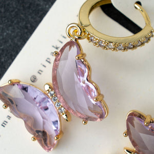 Butterfly Glass Earrings- Lavender