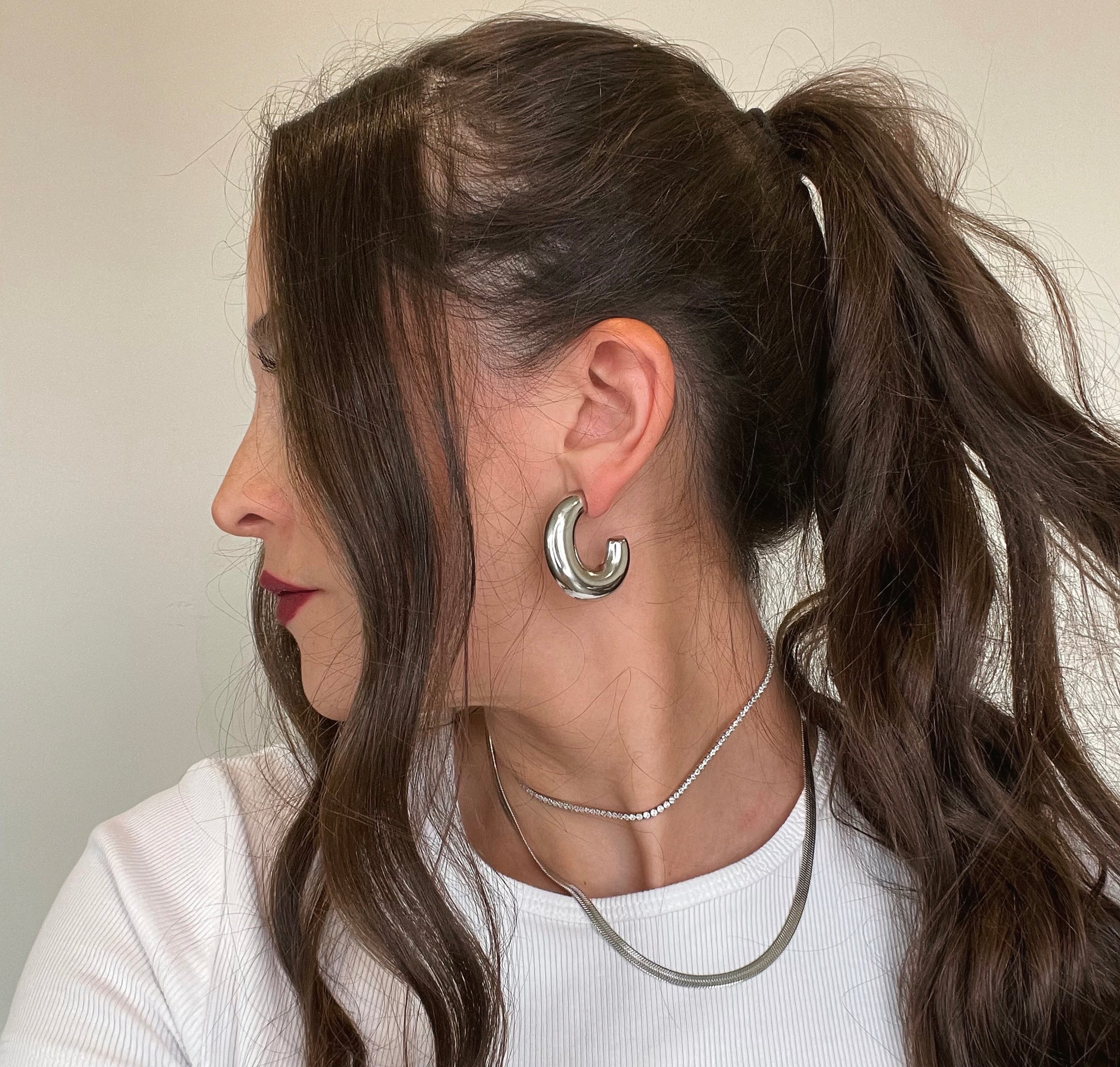Silver Statement Hoops