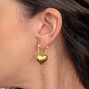 Heart Locket Earrings - Gold