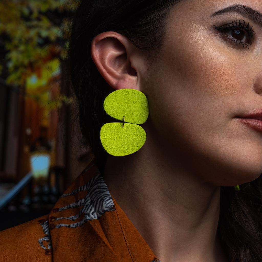 Stepping Stone Earrings - Lime