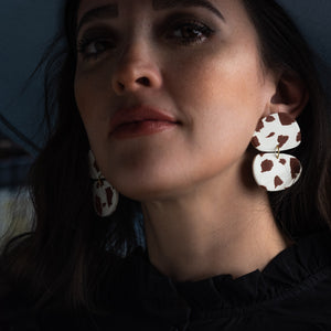 Stepping Stone Earrings - Cow Print