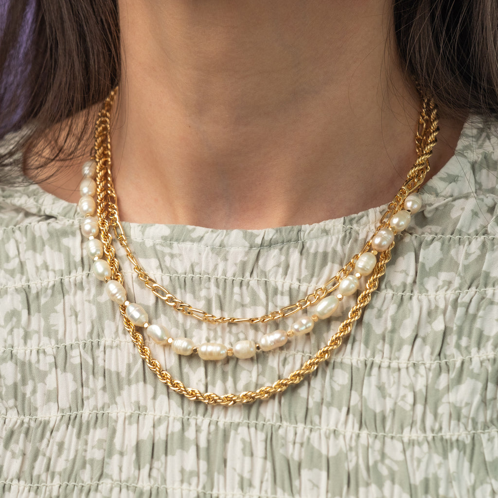 Pearl Chain Necklace Stack