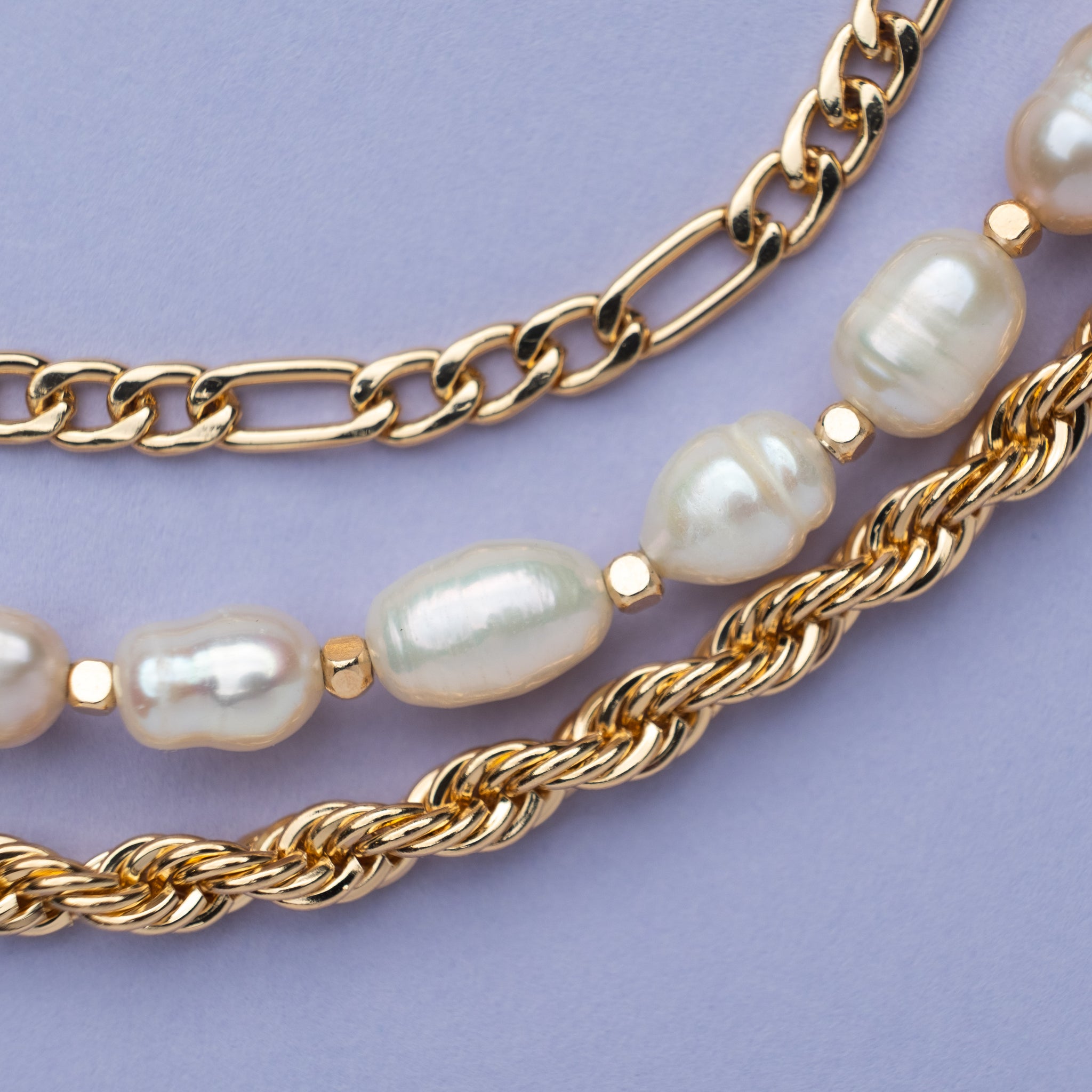 Pearl Chain Necklace Stack
