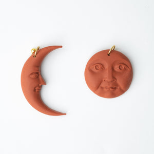 Sun and Moon Earrings - Terracota