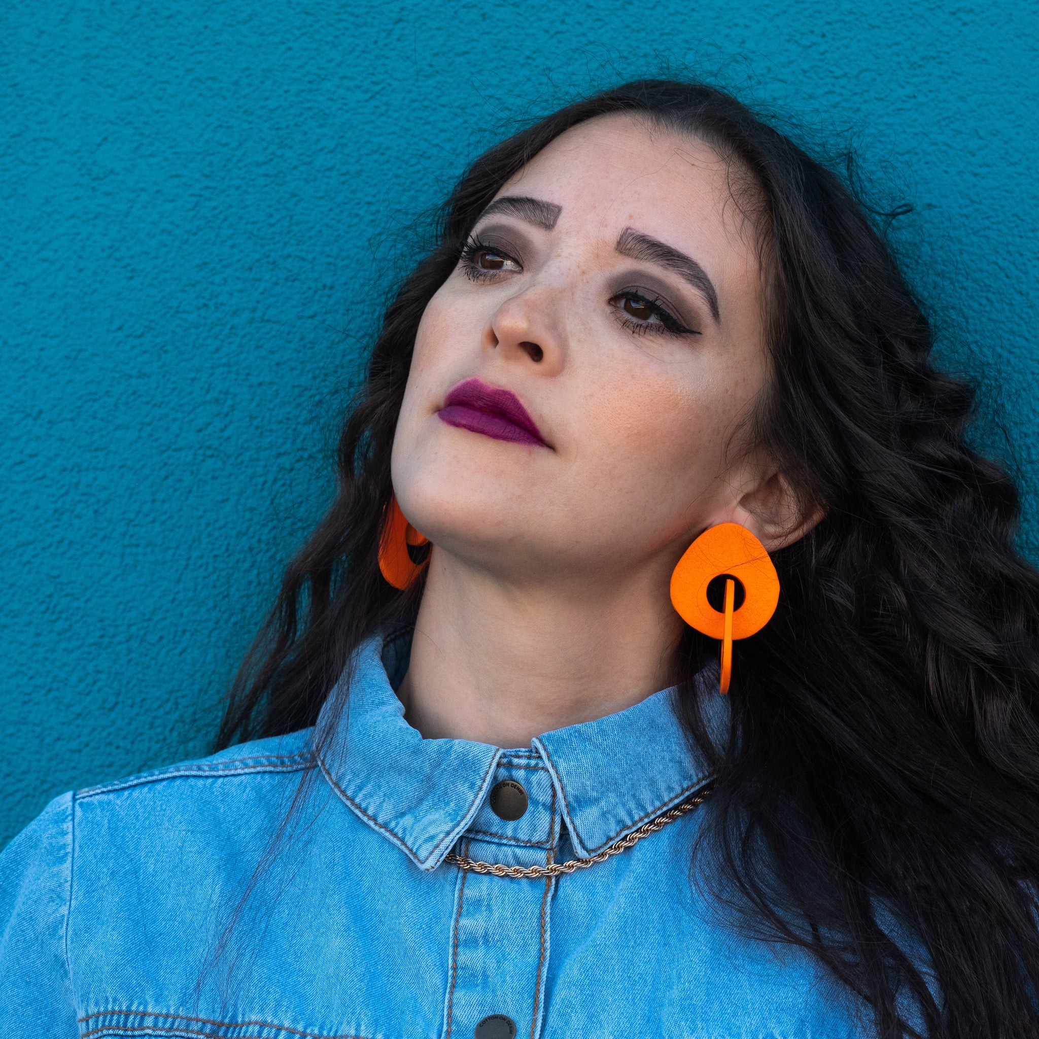 Stone Double Link Earrings - Orange Pop
