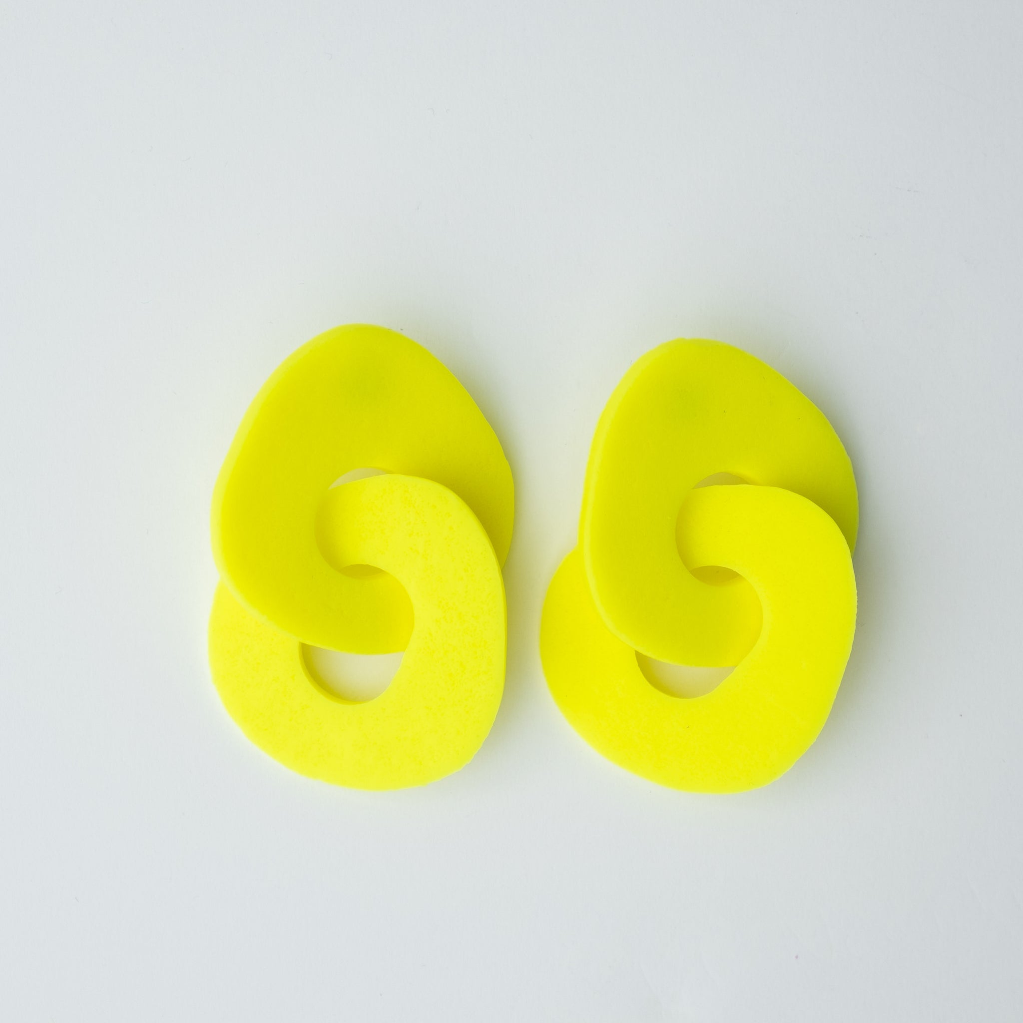 Stone Double Link Earrings - Hyper Yellow