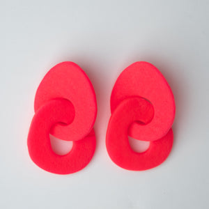 Stone Double Link Earrings - Hyper Pink