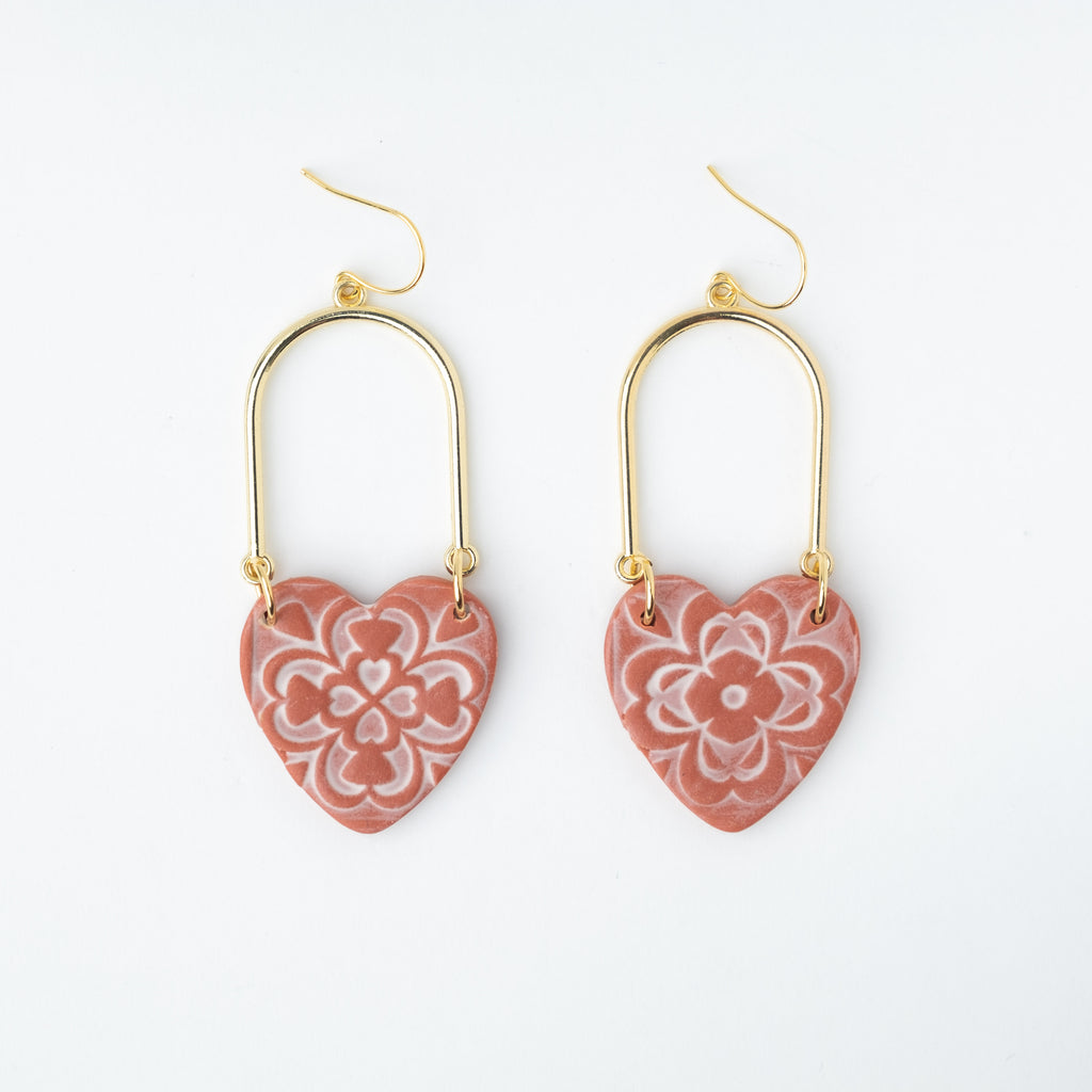 Mexican Pottery Hearts - terracota