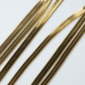 Tri Stack Gold Necklace - Herringbone