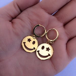 Smiley Star Gold Earrings